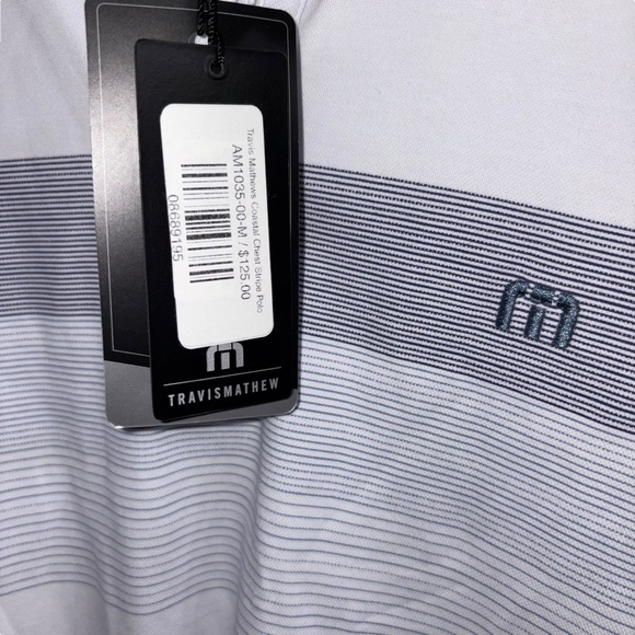 Travis Mathew Coastal Chest Stripe Polo Size Medium White New w/ Tags - Picture 9 of 16